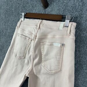 7 For‎ All Mankind Womens Pink Denim Ankle Skinny Jeans Frayed Hem